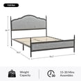 thumbnail image 5 of Full Size Metal Platform Bed Frame, Upholstered Headboard Footboard Wood Slat Support No Box Spring Needed Grey, 5 of 10