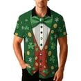 thumbnail image 3 of VBTAPA Men's St. Patrick's Day Shirts Funny 3D Print Short Sleeve Button Down Shirt Stylish Casual Hawaiian Shirts Green XXXL, 3 of 9