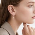 thumbnail image 4 of 925 Sterling Silver Cross Hoop Earrings for Women Teens Cross Huggie Hoop Earrings Dangle, 4 of 10