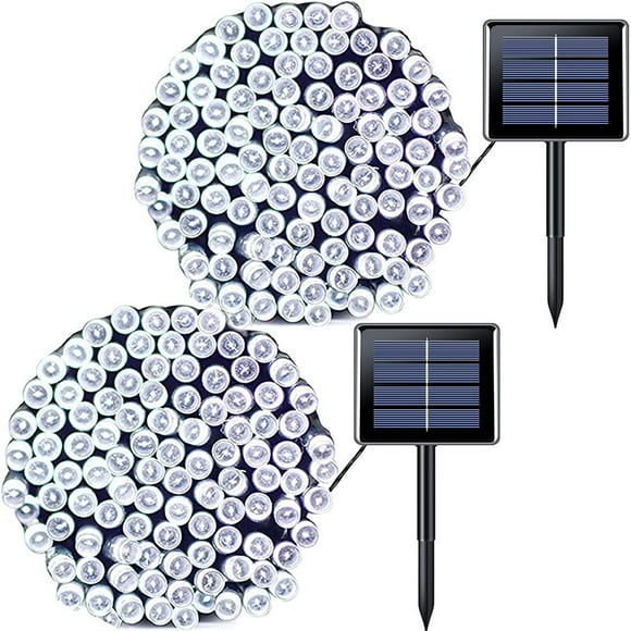 2 Pack Green Lights Solar Powered  200 LED 75.5ft Each Solar String Lights Outdoor Waterproof  8 Modes Green Christmas Lights for Patio  Garden  Tree  Halloween Decorations