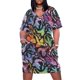 thumbnail image 2 of Vestido largo con bolsillo para mujer traje holgado de dragón fuego arcoíris oscuro velo Ropa de baile Verano, 2 of 7