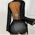thumbnail image 7 of Swimsuit Coverup for Women Bikini Draped Front Drawstring Knot Backless Mesh Without Lingerie Mini Dress Beach Wrap Bikini Shiny Wraps Swimwear Bathing Suits, 7 of 7
