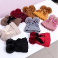 thumbnail image 4 of Zanarzt Kids Beanies Baby Winter Hat with Bow Double Cap Customized Warm Toddler Boys Girls Knit Hats Black,6-36 Months, 4 of 4