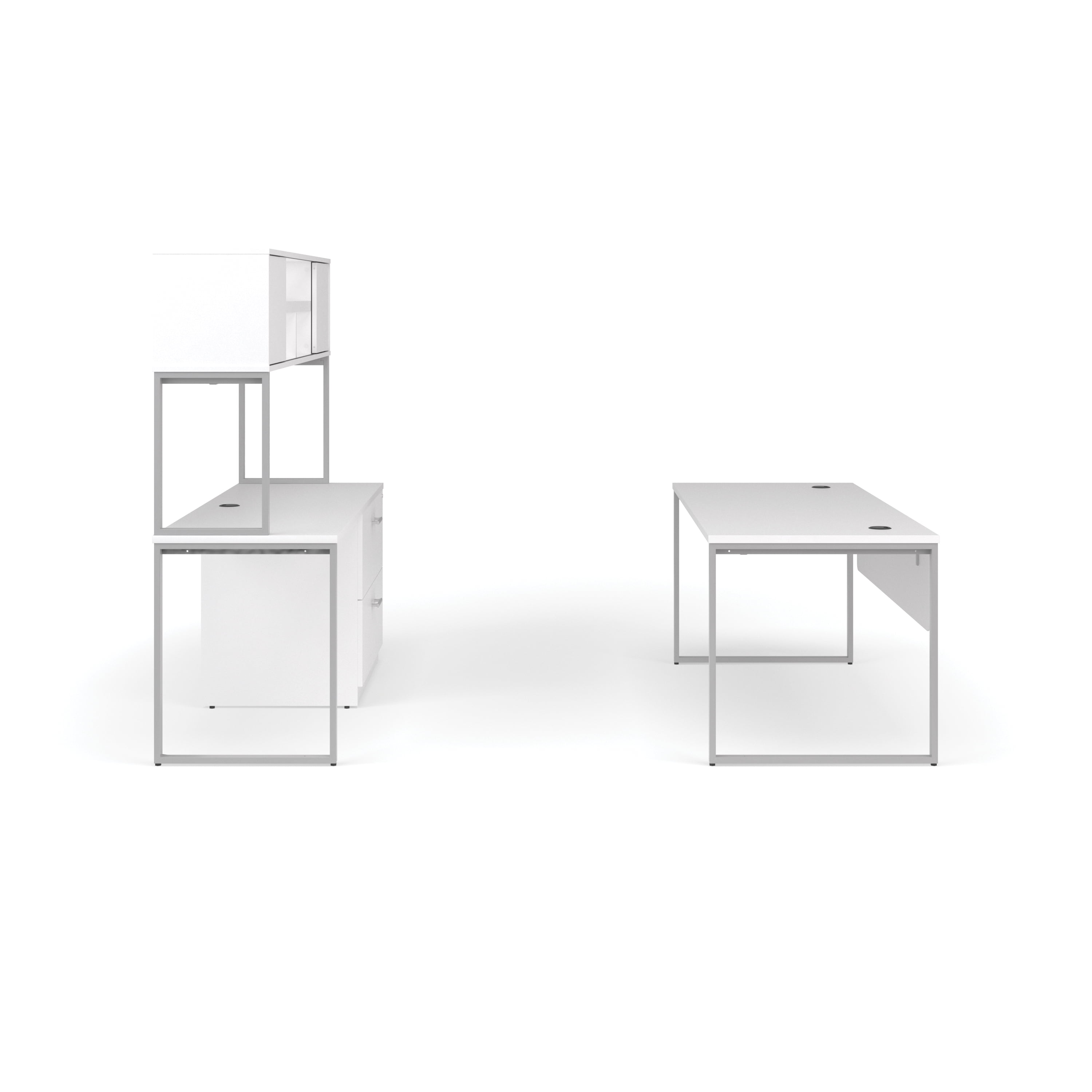 OFM Fulcrum Series Office Furniture Set, 72" Table Desk, 72" Credenza, Lateral Filing Cabinet, Hutch, Modesty Panel, in Espresso