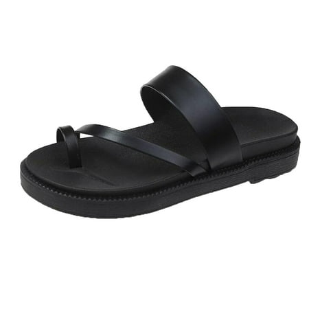 

Bnwani Shoes for Women 2022 Fashion Women Open Toe Slide Sandals Flip Flops Beach Slippers Flats Shoes Black 7.5