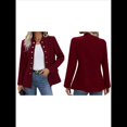 thumbnail image 1 of Conjunto de Chaqueta Informal de Negocios de Larga y Corte Entallado para Mujer, con Doble Botonadura y Abertura Frontal, para Otoño. Vino Tinto S, 1 of 7
