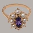 thumbnail image 5 of LBG British Made 18k Rose Gold Natural Amethyst & Cultured Pearl Womens Promise Ring - 33 size options - Size 7.75, 5 of 6