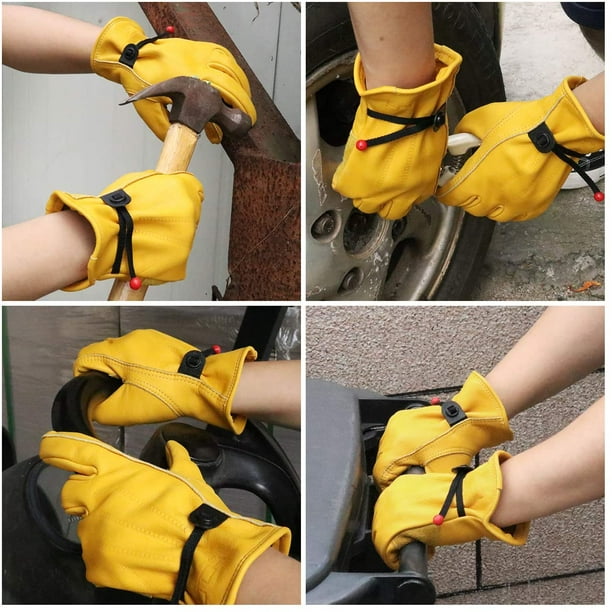 2 paires de gants de travail en cuir de vachette avec paume