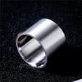 thumbnail image 3 of 18MM Black/Silver Brushed Band Men's Titanium Steel Wedding Party Ring Size 6-14, 3 of 9