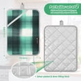 thumbnail image 3 of White and Green Fuzzy Grid Oven Mitts Pot Holders 2 pcs Heat Resistant for Kitchen Baking Grilling, 3 of 7