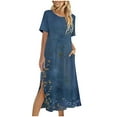 thumbnail image 2 of Ovzne Robes Grande Taille pour Femmes Rondes Robe Femme Couleur Unie Ample Décontractée Mode Robe à Manches Longues Robe à Col Manches Longues Robe d'Été Imprimée à Manches Longues Liquidation, 2 of 7