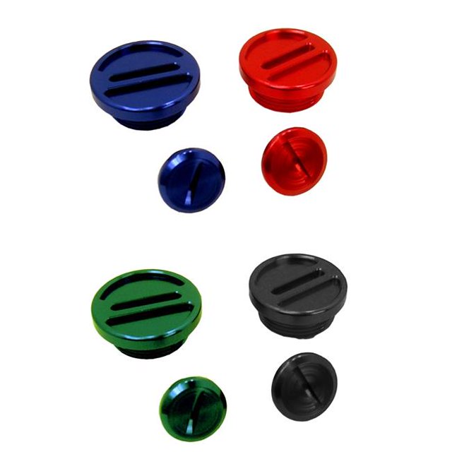 Anodized Billet Engine Plug Kit - Red For Kawasaki KX250F, 2004-2010