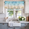 thumbnail image 2 of Beach Ocean Valances for Windows Abstract Gradient Teal Ocean Colorful Sea Star Shells Valance Curtains Rod Pocket Bathroom Small Window Treatments for Kitchen Living Room Bedroom, 54"x18", 2 of 7