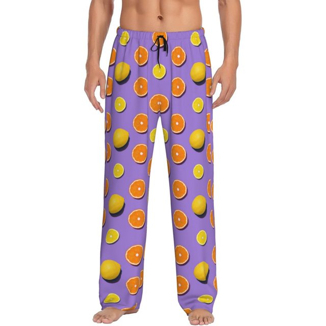 Fotbe Yellow Lemon And Orange Pantalones de Pijama para Hombre, Pantalones de Dormir, Pantalones de Casa con Cintura Ajustable y Bolsillos-Small