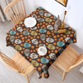 thumbnail image 2 of Brown Skull Marigold Pattern Square Tablecloth,Waterproof Square Table Cover,Wipeable Spillproof Washable Table Cover for Home Kitchen Party Decor 52"x52"(132x132cm), 2 of 6