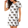 thumbnail image 2 of Fuzoiu Dachshund Dog Print Women Nightgowns, Soft Comfy Lightweight Short Sleeves Sleepwear,Crew Neck Loungewear, 2 of 6