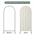 thumbnail image 4 of Sage Green Striped Arch Backdrop Cover, Spandex Fitted Wedding Arch Cover, Modern Farmhouse Green Stripes Round Top Stand Covers for Birthday Ceremony Bridal Shower Party Decor 6.6x3.3 Ft, 4 of 9