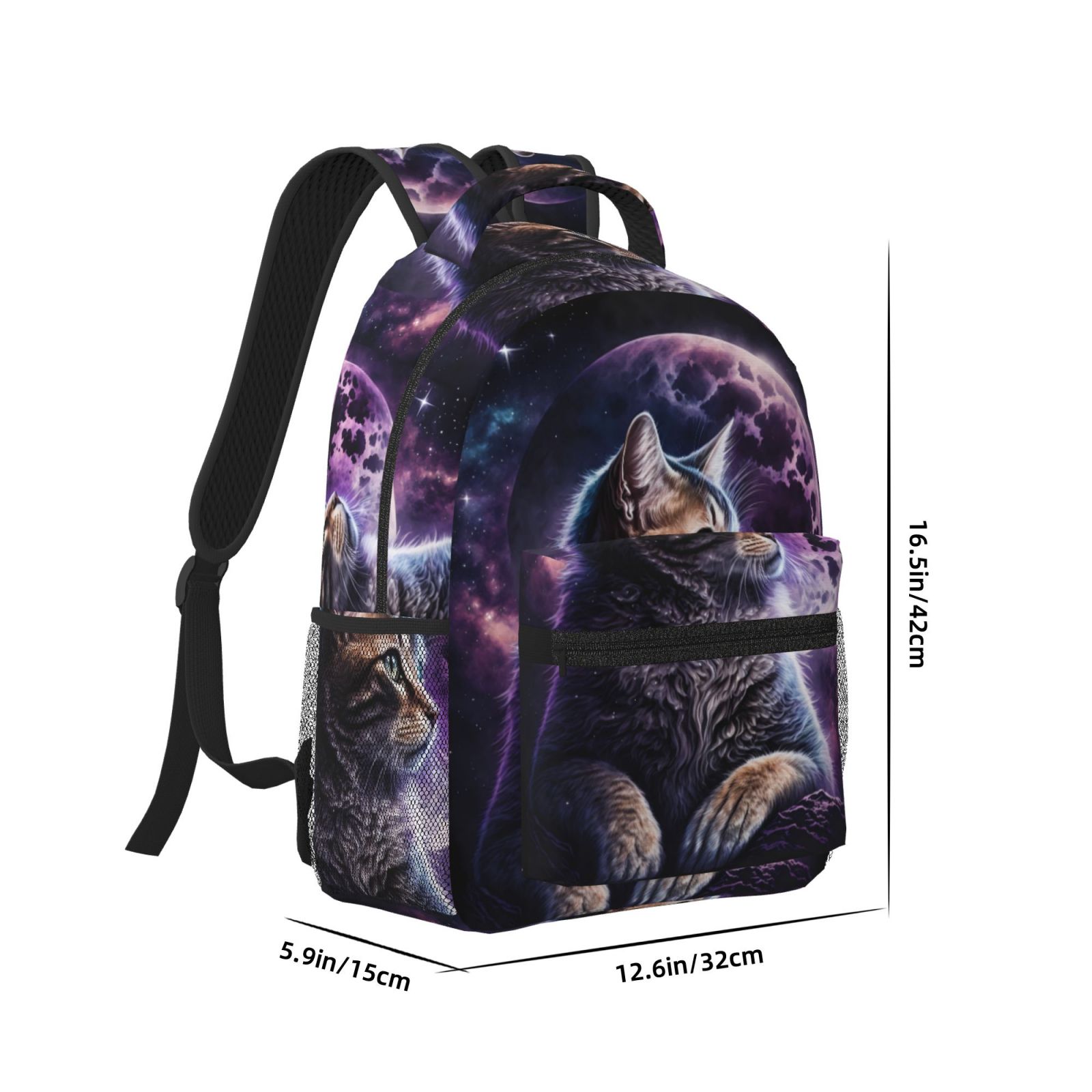 Xecao Purple Moon Cat Travel Backpack: A spacious, stylish computer backpack ideal for men and women, perfect for college, school, or daily travels