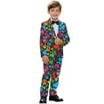 thumbnail image 2 of Xoenoiee Colorful Dog Paw Print Boys Suit for Wedding First Communion Ring Bearer Tuxedo Suits Kids Jacket and Pants Set for Big Boy Formal Wear, 13-14 Years, 2 of 7
