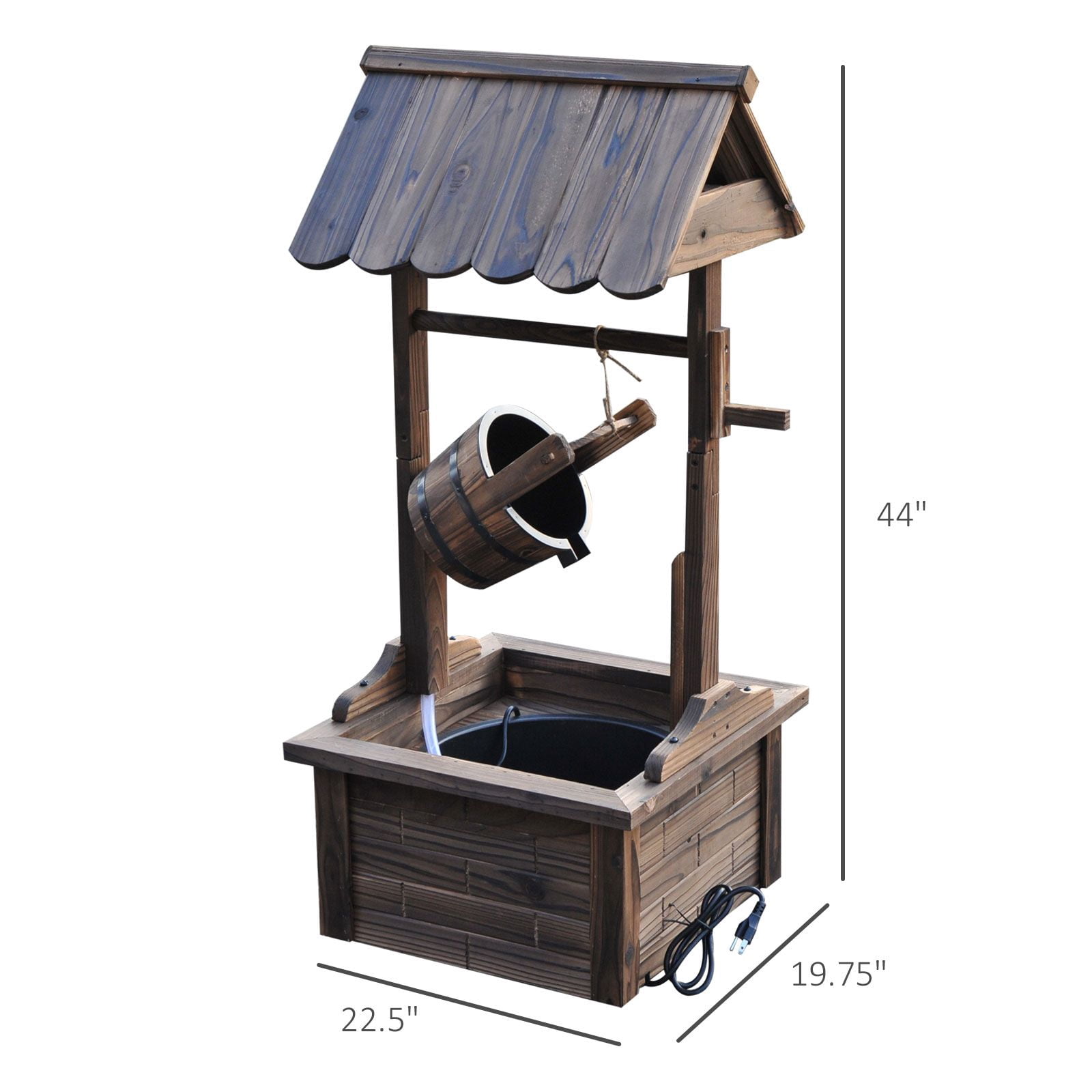 Dranite Rustic Wishing Well Fountain Outdoor Garden Decorative Water Feature with Pump