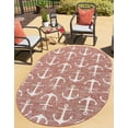 thumbnail image 4 of Unique Loom Outdoor Coastal Collection Area Rug - Ahoy (5' 3" x 8' Oval Rust Red/Ivory), 4 of 9