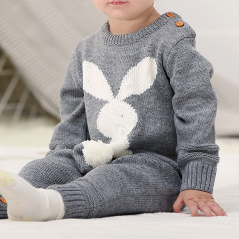 Newborn Cute Jumpsuit Baby Boys Girls Knit Romper Bunny Bodysuit Rabbit Playsuit 