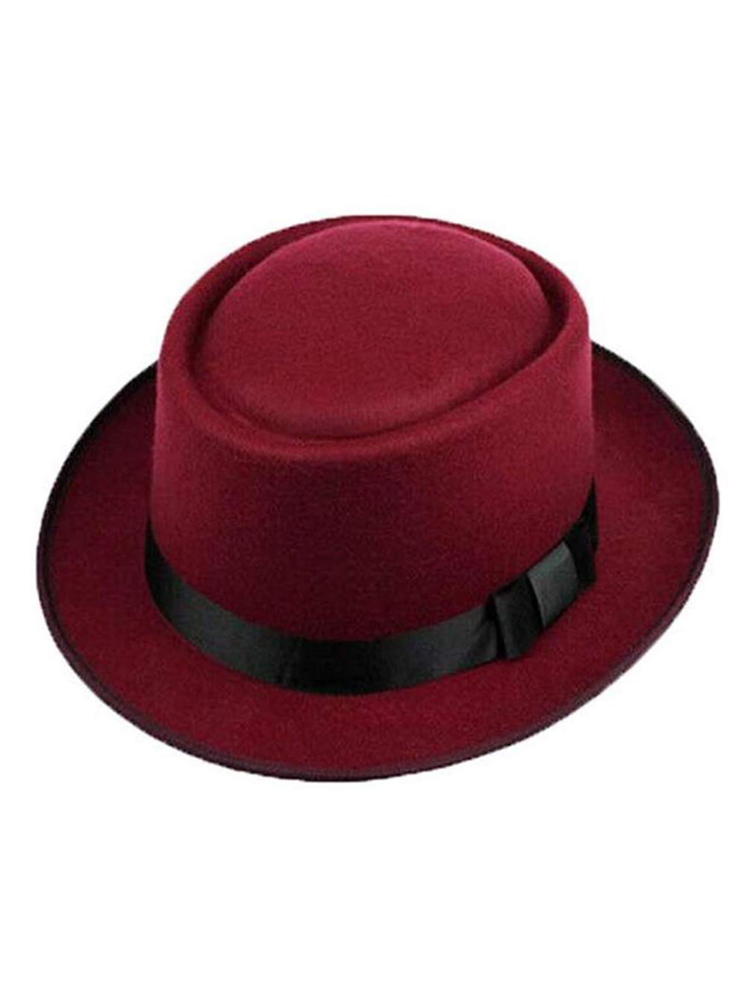 Men's Fedoras Wool Felt Fedora Classic Hats Crushable Bowknot Boater
