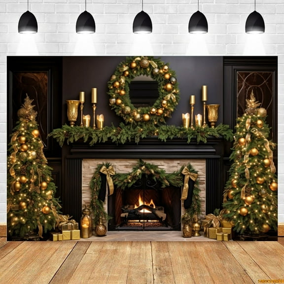 Christmas Backdrop for Photography Interior Xmas Winter Fireplace Window Gifts Family Kids Portrait Photocall Background Studio