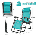 thumbnail image 2 of Magshion Zero Gravity Lounge Chairs Set of 2, Adjustable Recliners with Side Tray & Headrest, Folding for Outdoor Patio Lawn Beach, Mint Green, 2 of 11