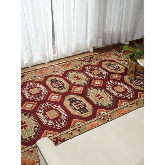 Rugsotic Carpets Hand Knotted Wool & Silk Eco-Friendly Oriental 5'x8' Area Rugs Rectangle Multicolor Classic Traditional Design High Pile Indoor Handmade Rug for Living Room, Bedroom AF0106