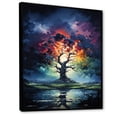 thumbnail image 2 of Designart "Blue Red Oak Tree Oak Euphony IV" Floral Floater Framed Canvas Print, 2 of 7