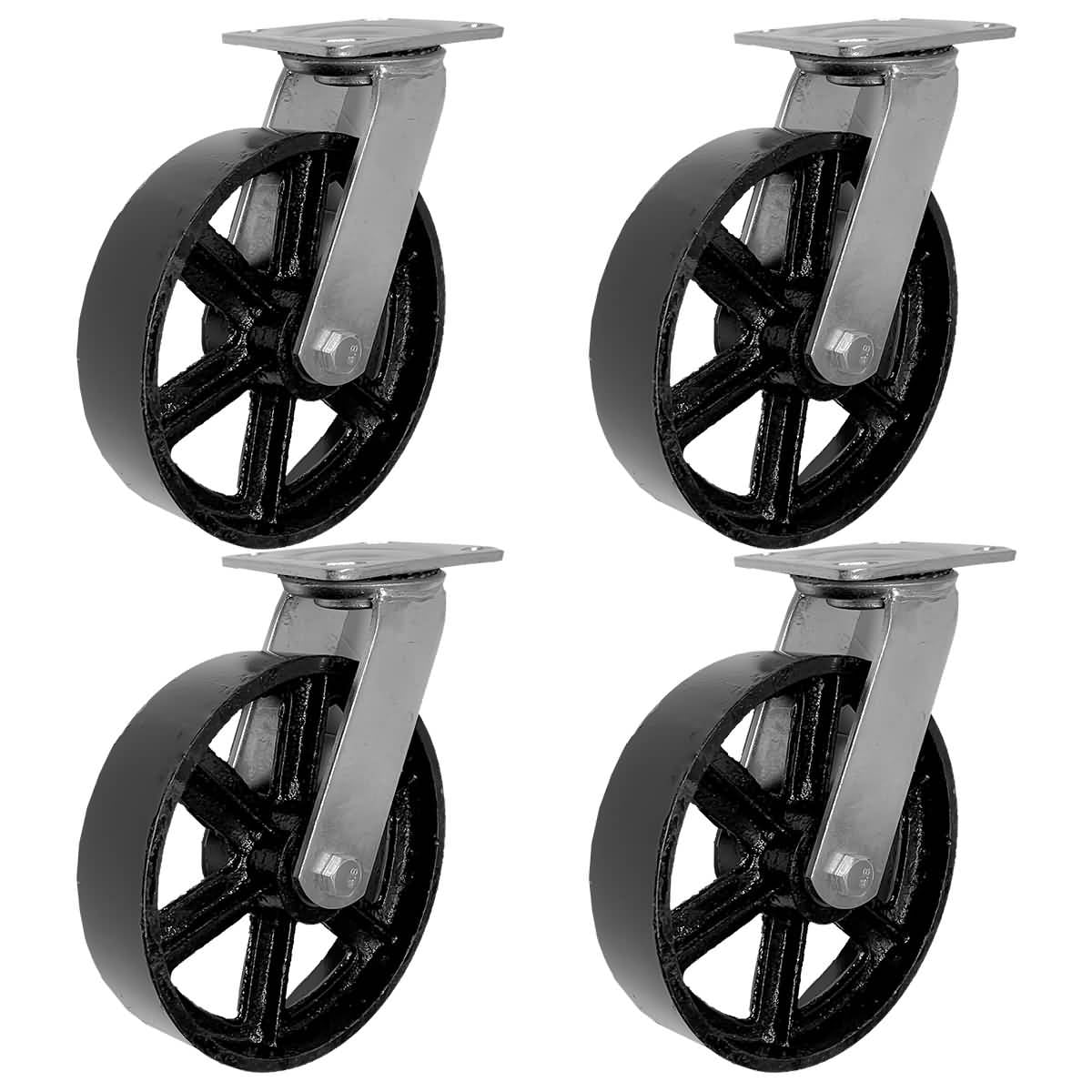 SET OF 4 Casters 8x2 industrial type Antique style 8x2 with bearing  NEW 