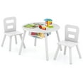 thumbnail image 1 of Costway Ensemble Table Ronde en Bois pour Enfants et 2 Chaises avec Rangement Central en Maille Blanc, 1 of 10