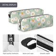 Sikiie Daisies Flowers Leather Pencil Case, Makeup Pouch, Zipper Pouch