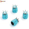 thumbnail image 2 of Spencer 4 Pack Rhinestone Crown Valve Stem Caps Handmade Crystal Universal Tire Valve Dust Caps Bling Car Accessories with 1PC Ring Emblem Sticker for Auto Ornamen "Blue", 2 of 9