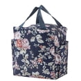 thumbnail image 7 of Insulated Tote Bag, Lunch Tote Bag, Lunch Bag Insulated, Reusable Insulated Lunch Bag, 10X10X6 Inch Dark Blue Vintage Floral Rose Pattern Waterproof Polyester Lunch Tote, Side, 7 of 7