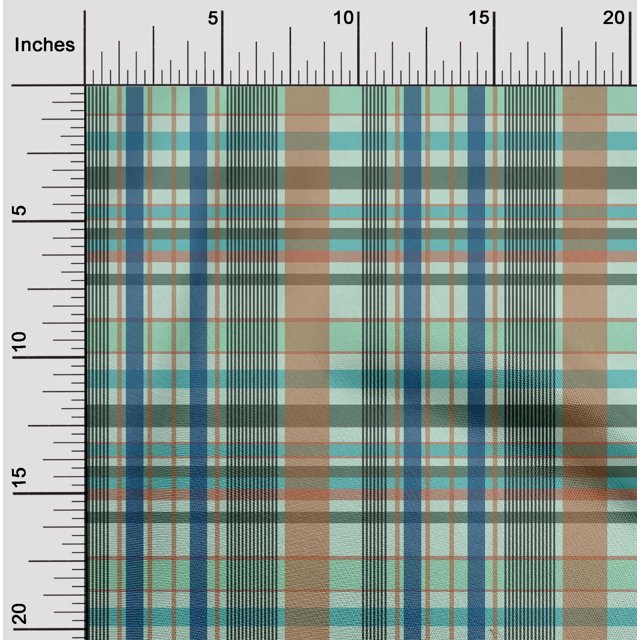 oneOone Polyester Lycra Fabric Madras Check Print Sewing Fabric BTY 56 Inch Wide