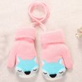 thumbnail image 3 of Kids Knit Mittens Fox Winter Mittens Warm Mittens with Lanyard for Christmas, 3 of 10