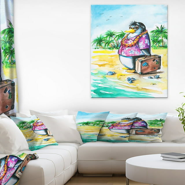 Designart Penguin Enjoying Holidays on Beach