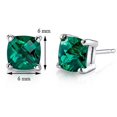 thumbnail image 3 of 1.72 ct Cushion Cut Green Created Emerald Stud Earrings in 14K White Gold, 3 of 4