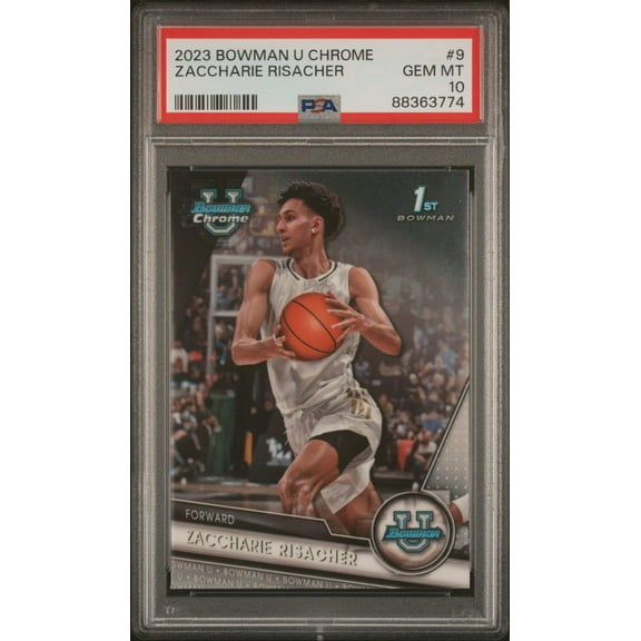Graded 2023 Topps Bowman U Chrome Zaccharie Risacher #9 Rookie RC Basketball Card PSA 10 Gem Mint