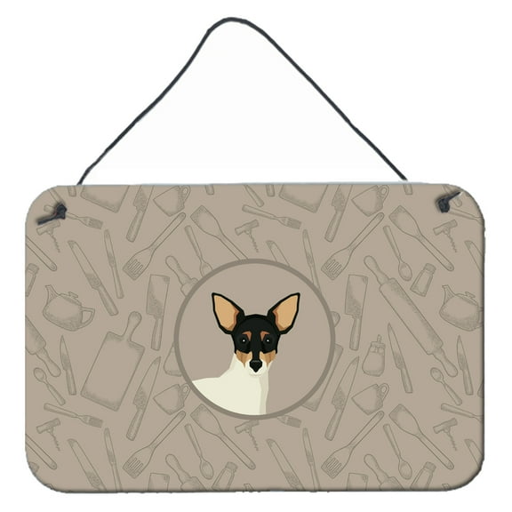Carolines Treasures CK2214DS812 Toy Fox Terrier In the Kitchen Wall or Door Hanging Prints  8x12 multicolor