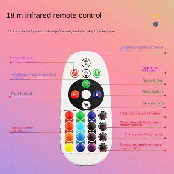 LED Lamp Spotlight Ceiling Spot Lights RGB Lamp Remote Control Adjustable Atmosphere DecWV2519