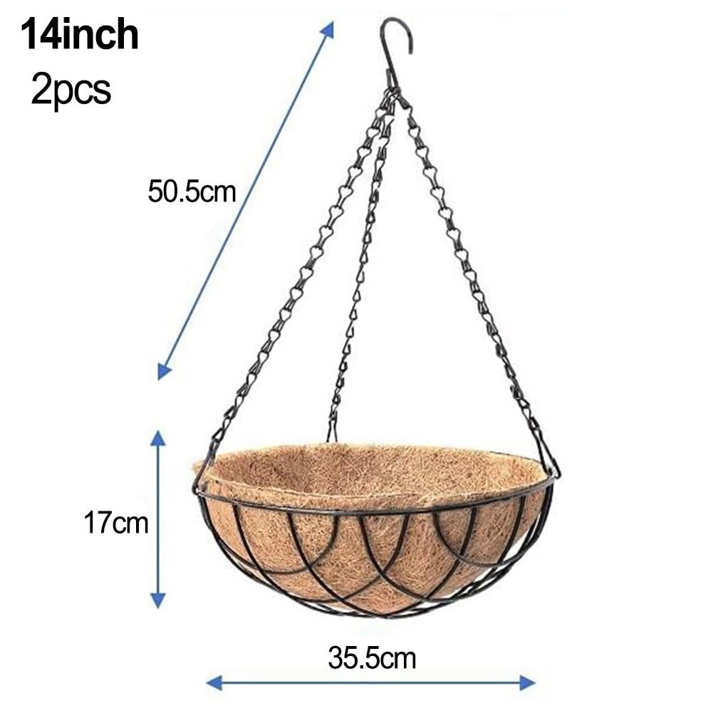 Leke Metal Hanging Baskets with Coco Coir Liner Hanger Holder Plant