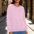 thumbnail image 4 of ClodeEU Women's Crew Neck Long Sleeve Sweatshirt,Casual Loose Fit Pullover Top Pink,Women's Plus XL, 4 of 9