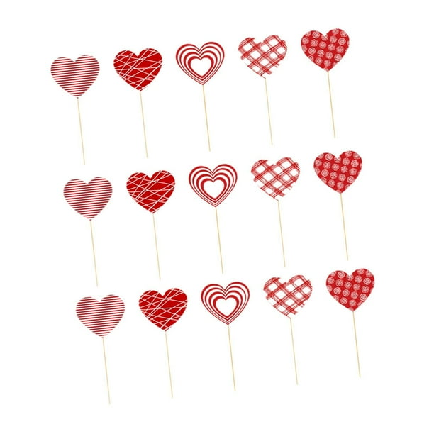15 palitos decorativos para centros de mesa de San Valentín para bodas. B