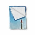thumbnail image 2 of Lighthouse Soft Flannel Fleece Blanket, Day by the Seaside Sailboats Lighthouse Rocks Clear Sea Clouds Island Seascape, Cozy Plush for Indoor and Outdoor Use, 60" x 80", Multicolor, by Ambesonne, 2 of 6