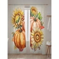 thumbnail image 5 of Thanksgiving Sheer Curtains 84 inches Long, Pumpkin Sunflower Fall Harvest Linen Texture Light Filtering Sheer Window Curtains Rod Pocket Voile Drapes for Bedroom Living Room, 52"W x 84"L 2 Panels, 5 of 7
