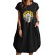 thumbnail image 4 of Vestido suelto de manga corta informal con estampado floral de algodón y lino de verano para mujer con bolsillo y cuello redondo Fridja  qw3517, 4 of 6