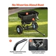 thumbnail image 5 of Tow Behind Broadcast Spreader, 130LBS Capacity, Tow/Push Garden Spreader with 13 in Tires, 30 Adjustable Setting & 9.8 ft Spreading Width, Lawn Spreaders for Seed, Fertilizer, Salt, Ice Melt, 5 of 11